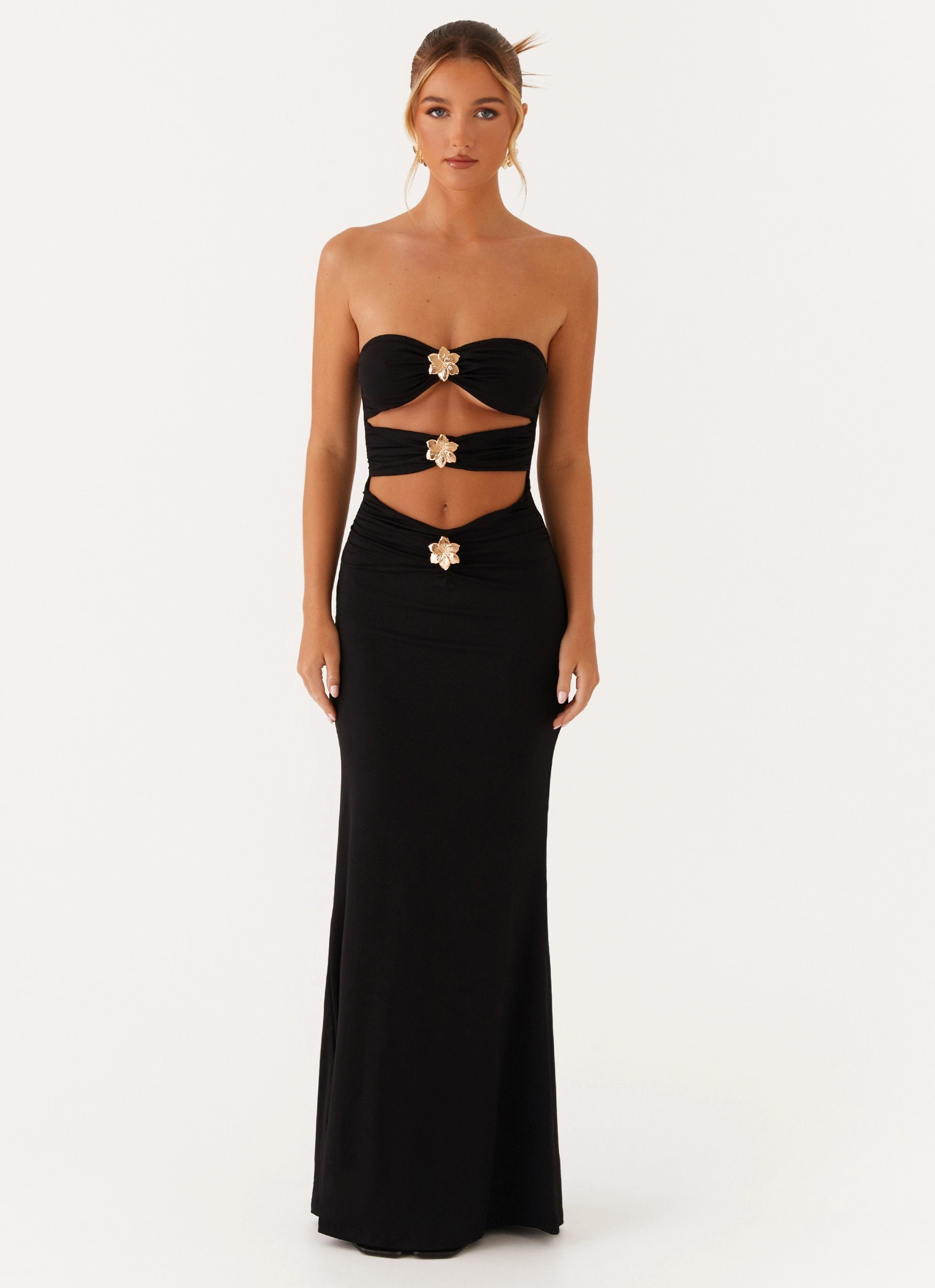 Save Me Maxi Dress - Black Sheer Panel Contemporary Design
