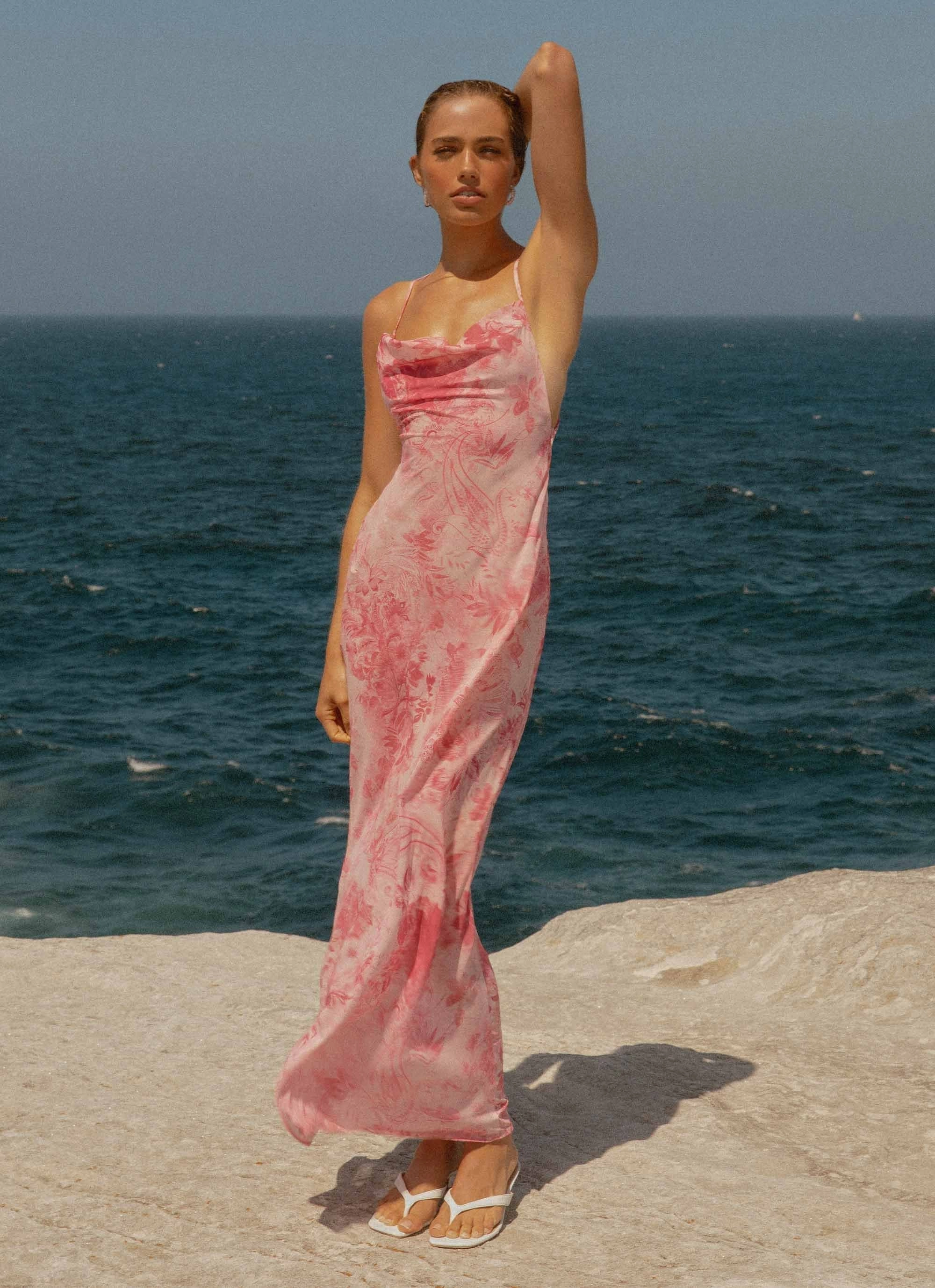 Office Fit Tara Maxi Dress - Pink Print