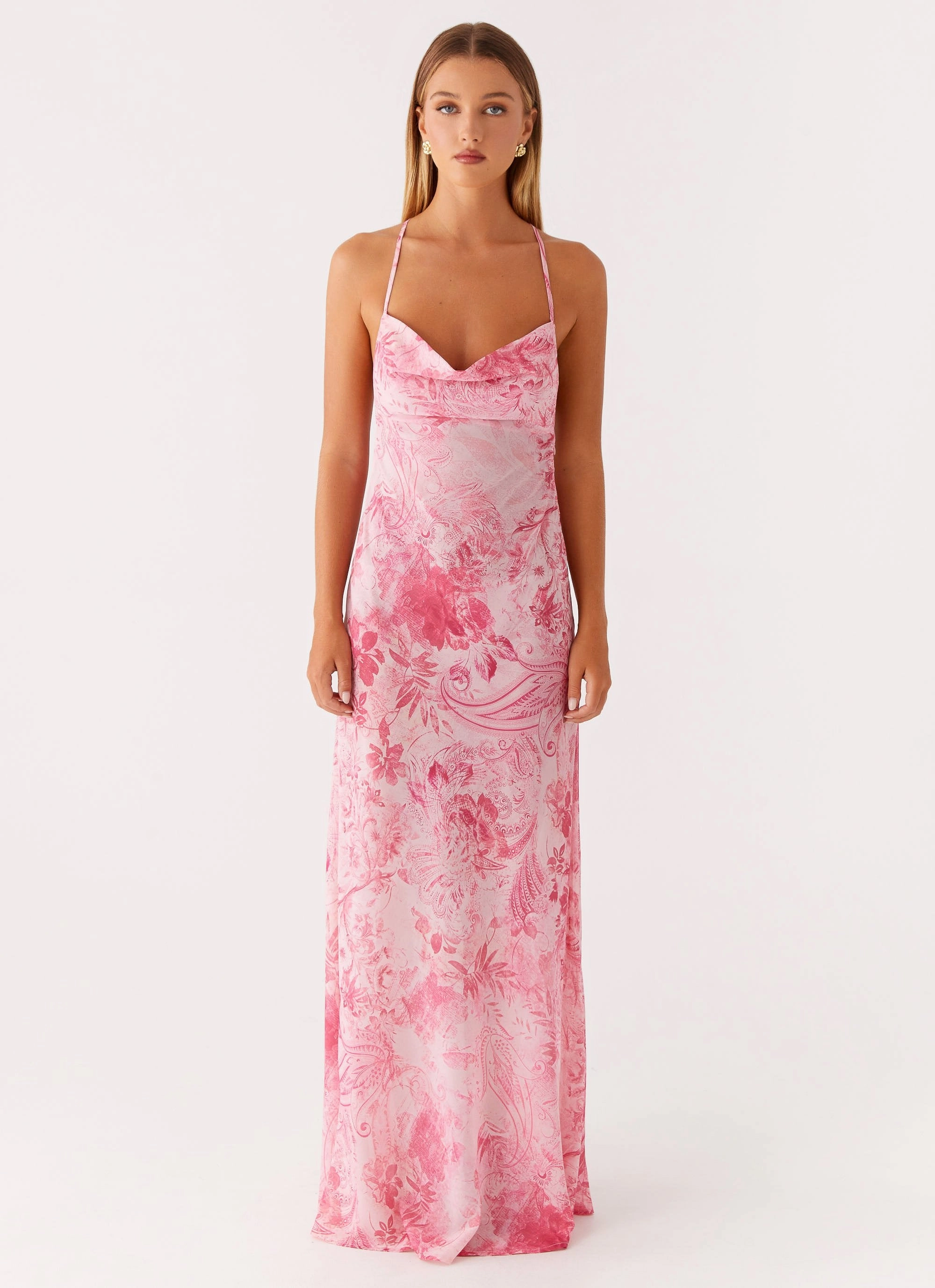 Tara Maxi Dress - Pink Print Winter Classic