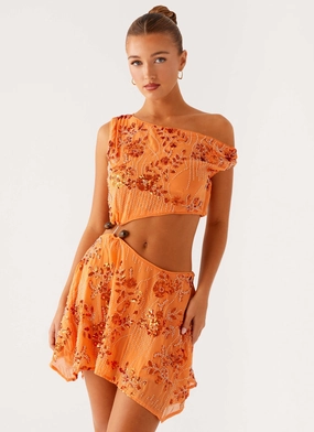 Aletta Sequin Mini Dress - Orange Contemporary Fit