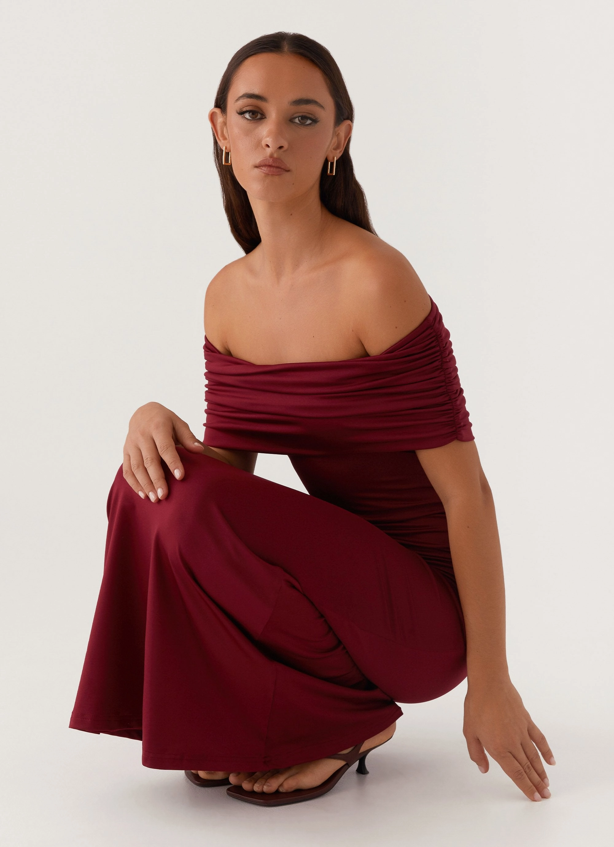 Pose Glow Comfortable Waist Maude Maxi Dress - Maroon