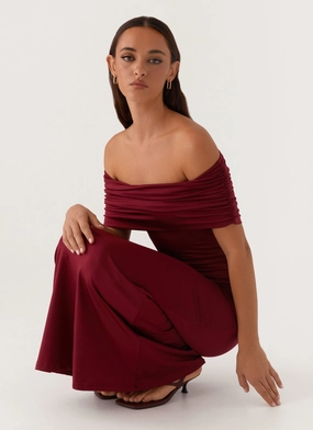 Pose Glow Comfortable Waist Maude Maxi Dress - Maroon