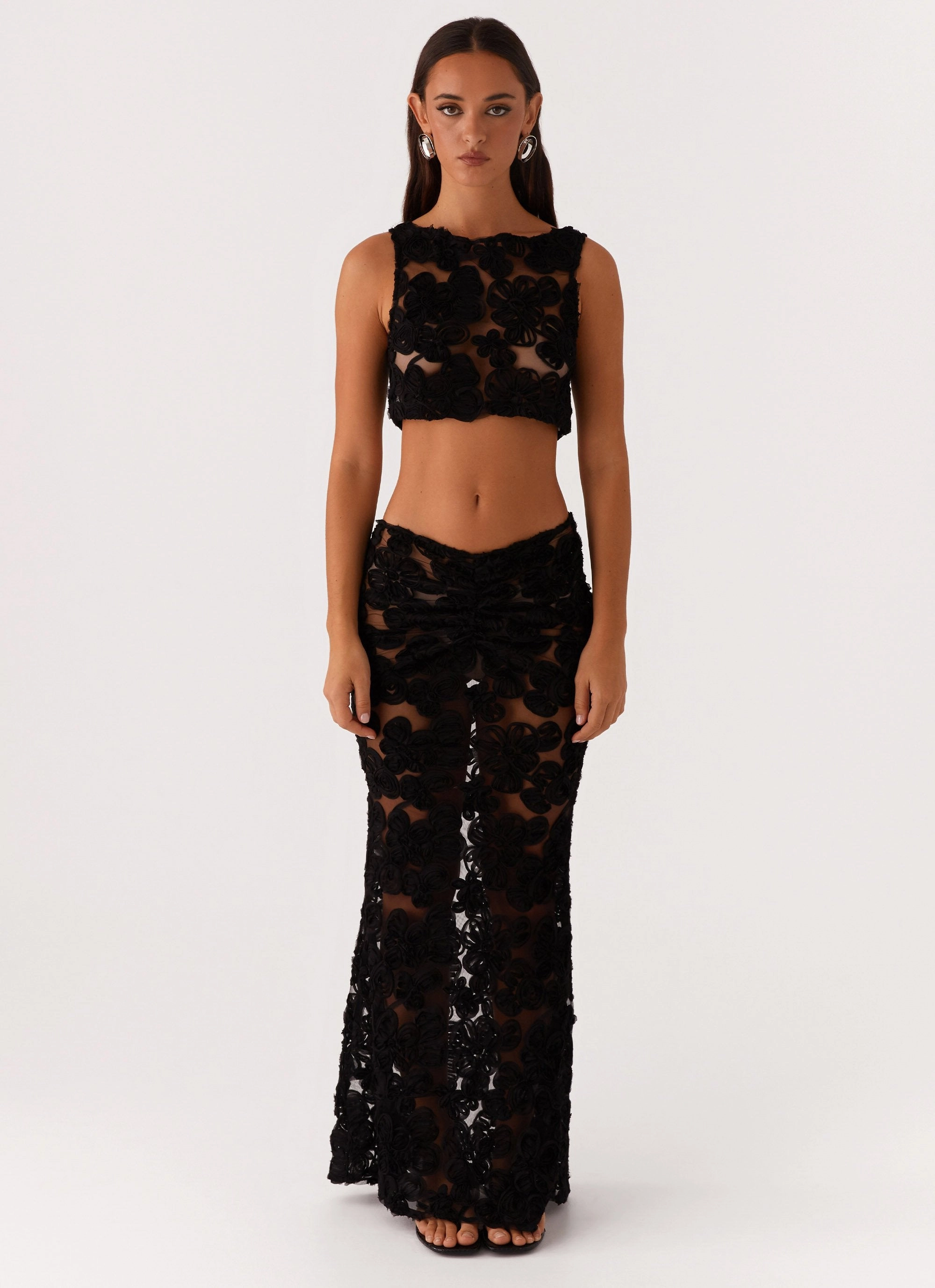 Fiorella Floret Maxi Skirt - Black Minimal Comfort