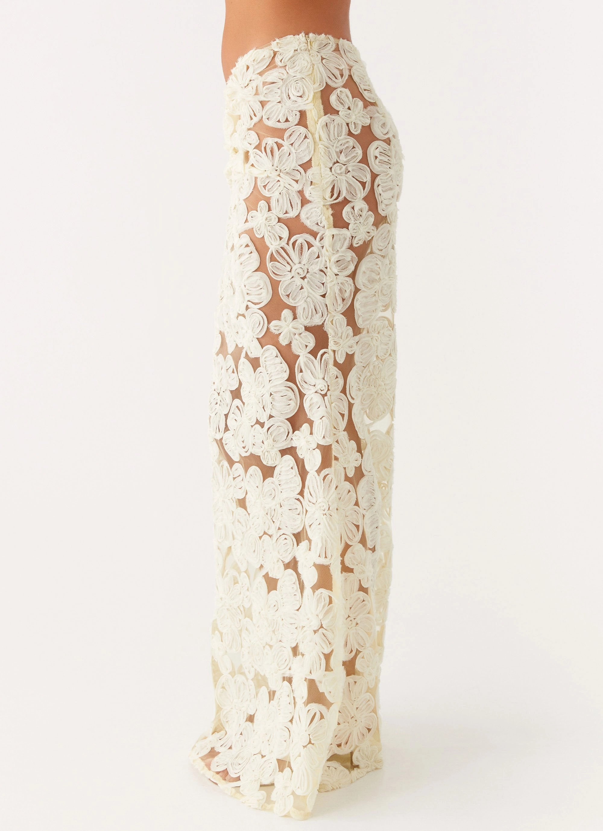 Stretch Material All Around Fit Fiorella Floret Maxi Skirt - Yellow