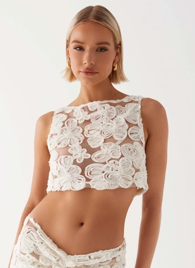 Fiorella Floret Top - Ivory UltraFineMesh Double Stitched Hems