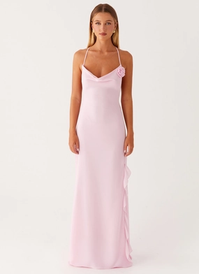 First Class Maxi Dress - Pink Smart Fabric