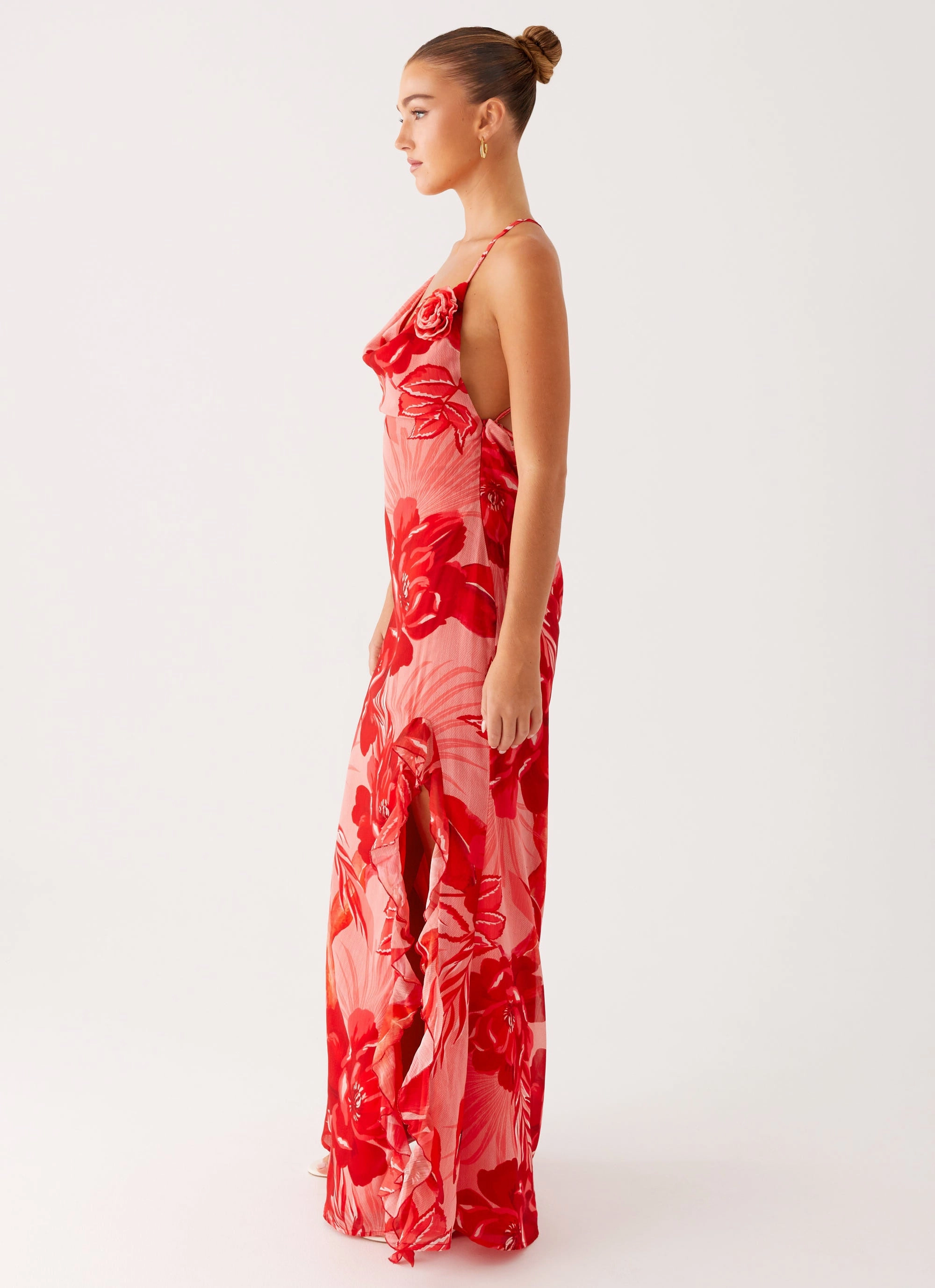 Fold-Over-Detail First Class Maxi Dress - Sicily Sunsets Print