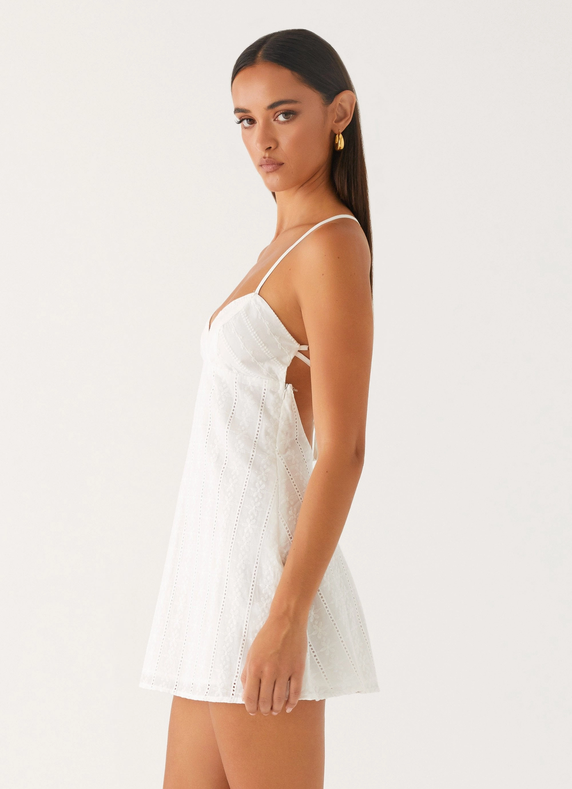 Inara Mini Dress - Ivory Square-Neck