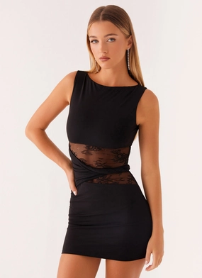 Gentle Aesthetic Stylish Wear Echo Mini Dress - Black