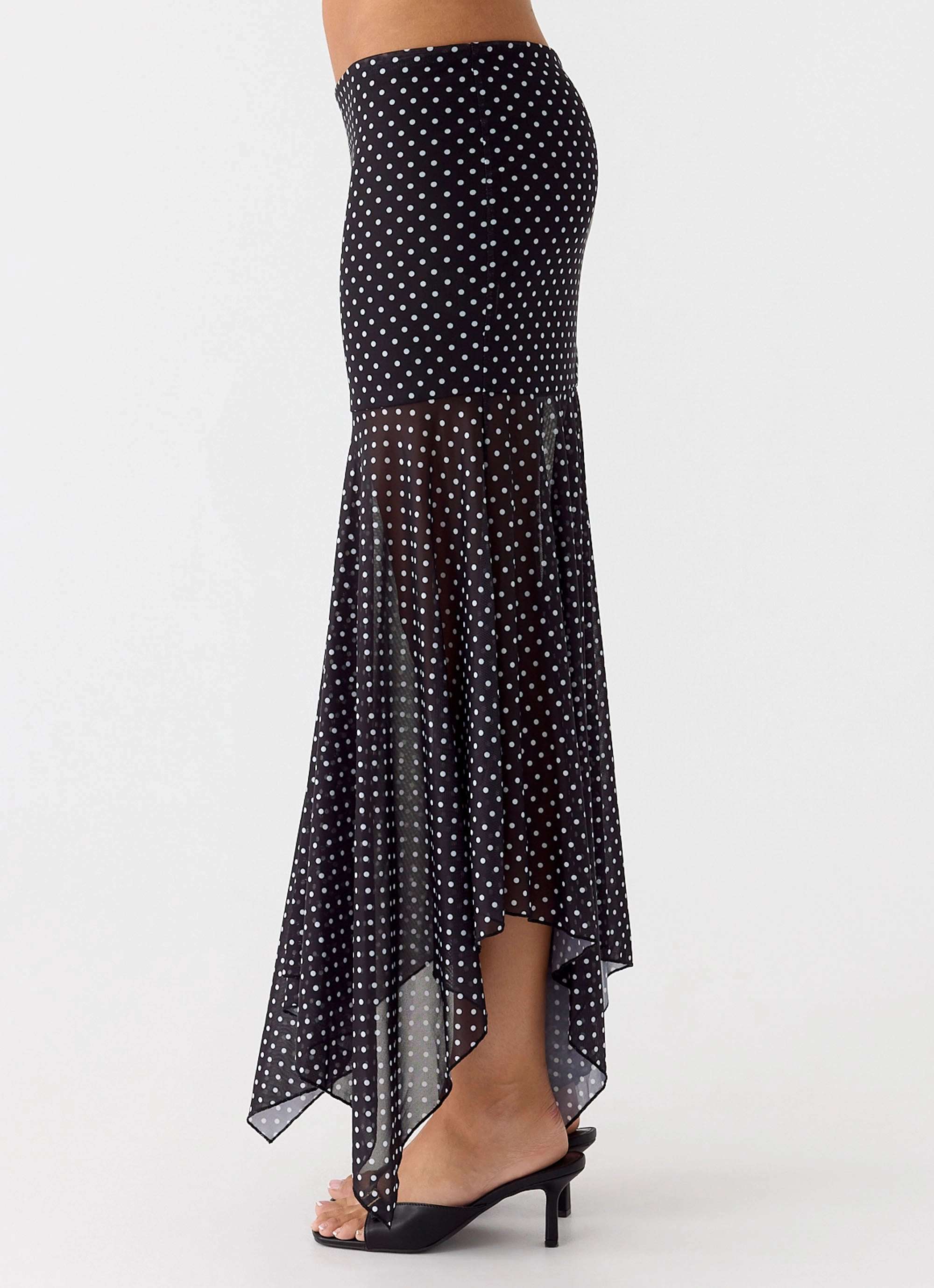 Buffy Maxi Skirt - Black Polkadot Water-resistant