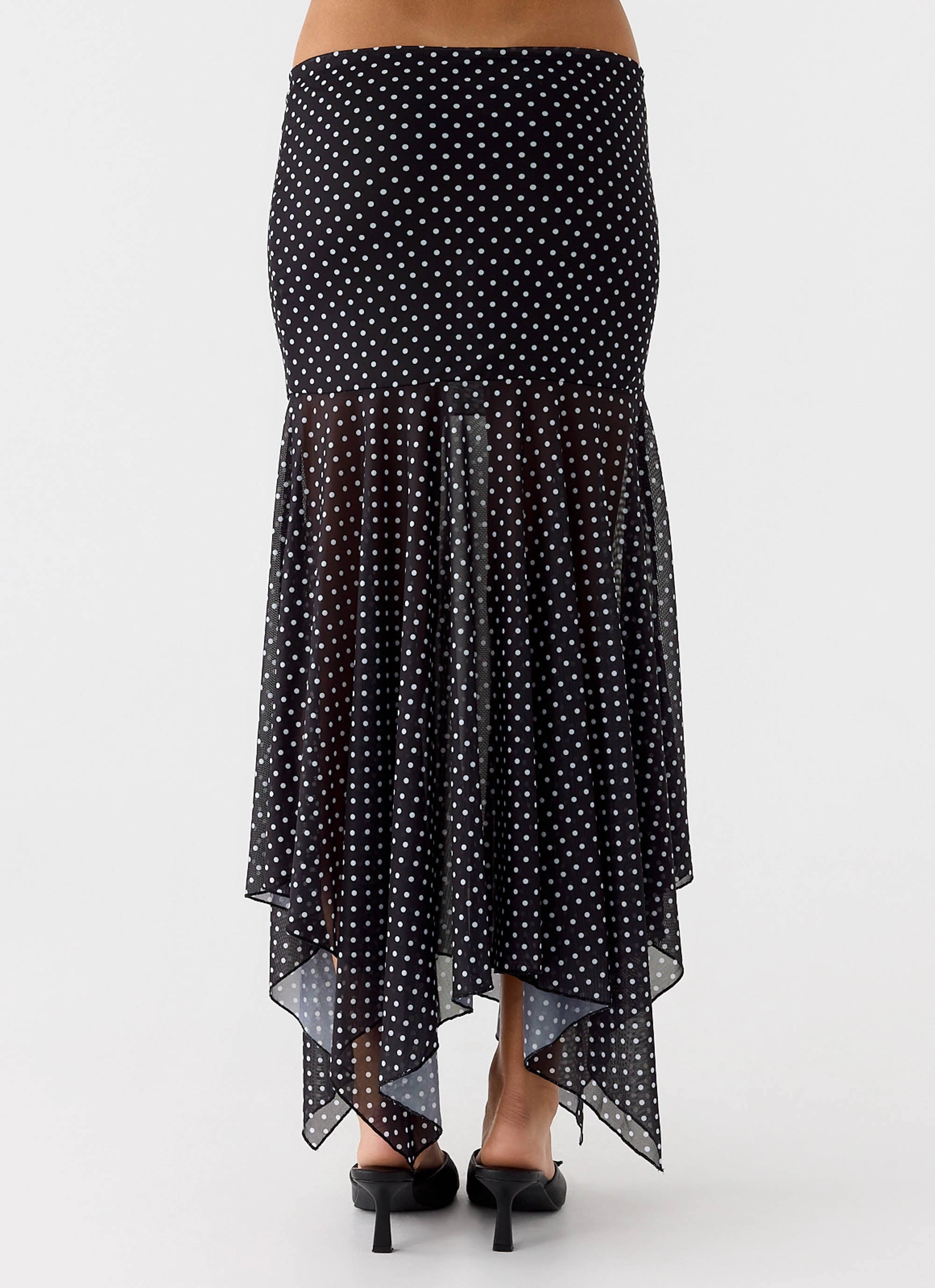 Buffy Maxi Skirt - Black Polkadot Neutral Shade Moisture control