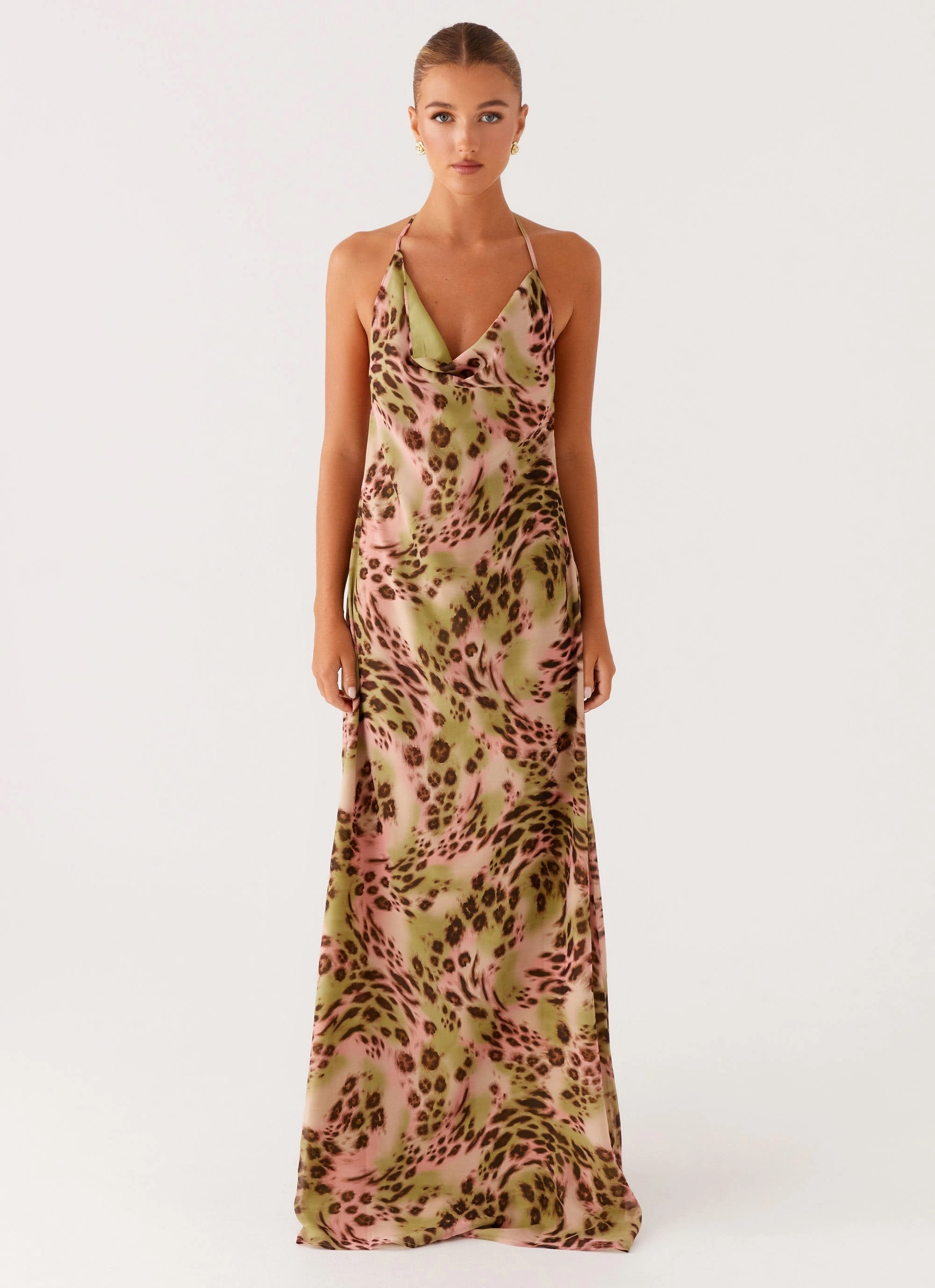 Austeja Maxi Dress - Swirl Leo Sleek Waist Design Fit