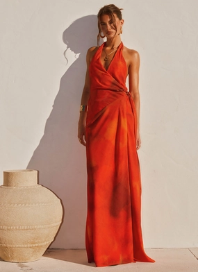 So Chic Maxi Dress - Scarlet Blur Wrap Glow