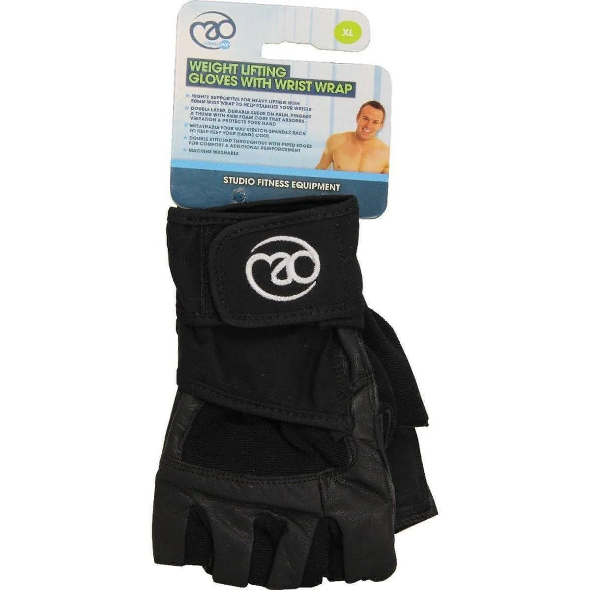 Fitness Mad Weightlifting Glove With Wrist Wrap - Black