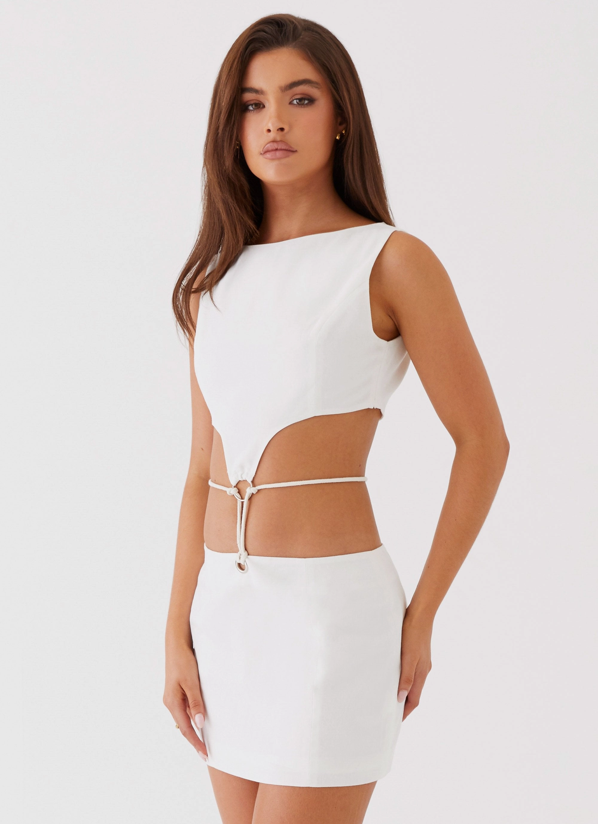 Sculpted Fit Ryann Cut Out Mini Dress - White