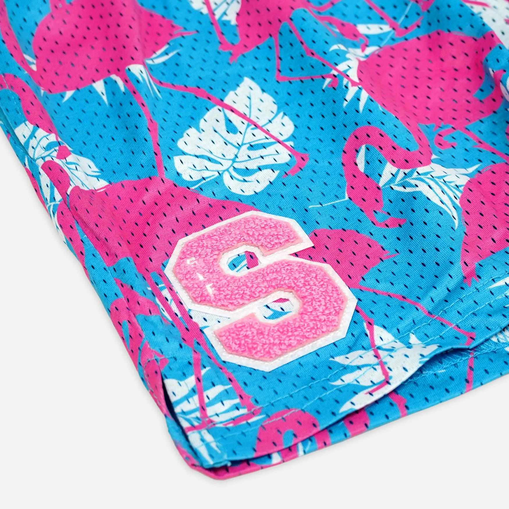 Flamingos Pink Blue Shorts - 5"