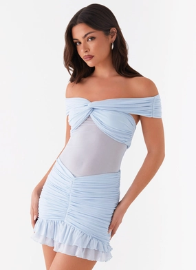 Artistic Flair Satin Soft Frances Mini Dress - Blue