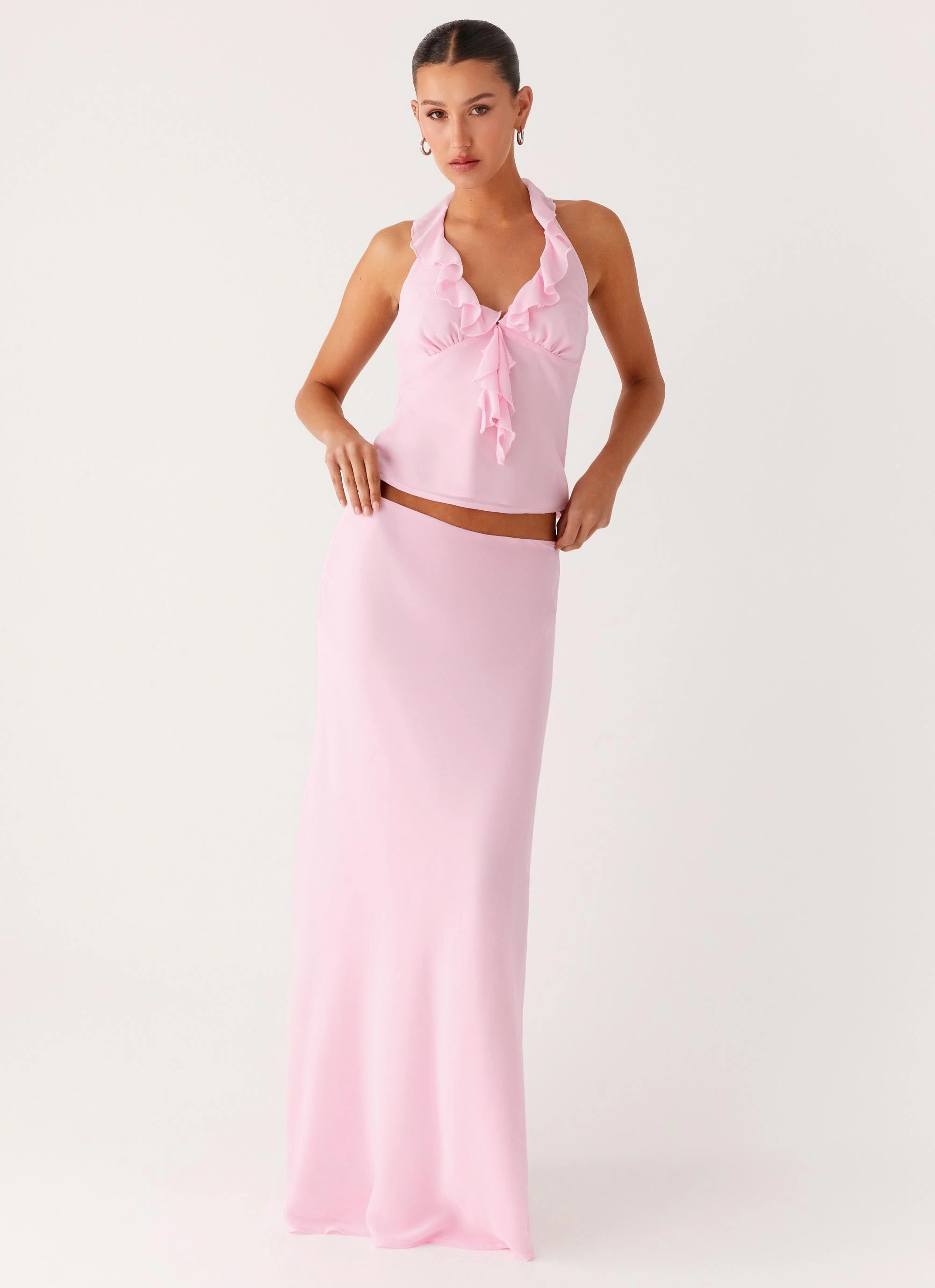 SlimFit Core Movement Star Girl Chiffon Maxi Skirt - Baby Pink