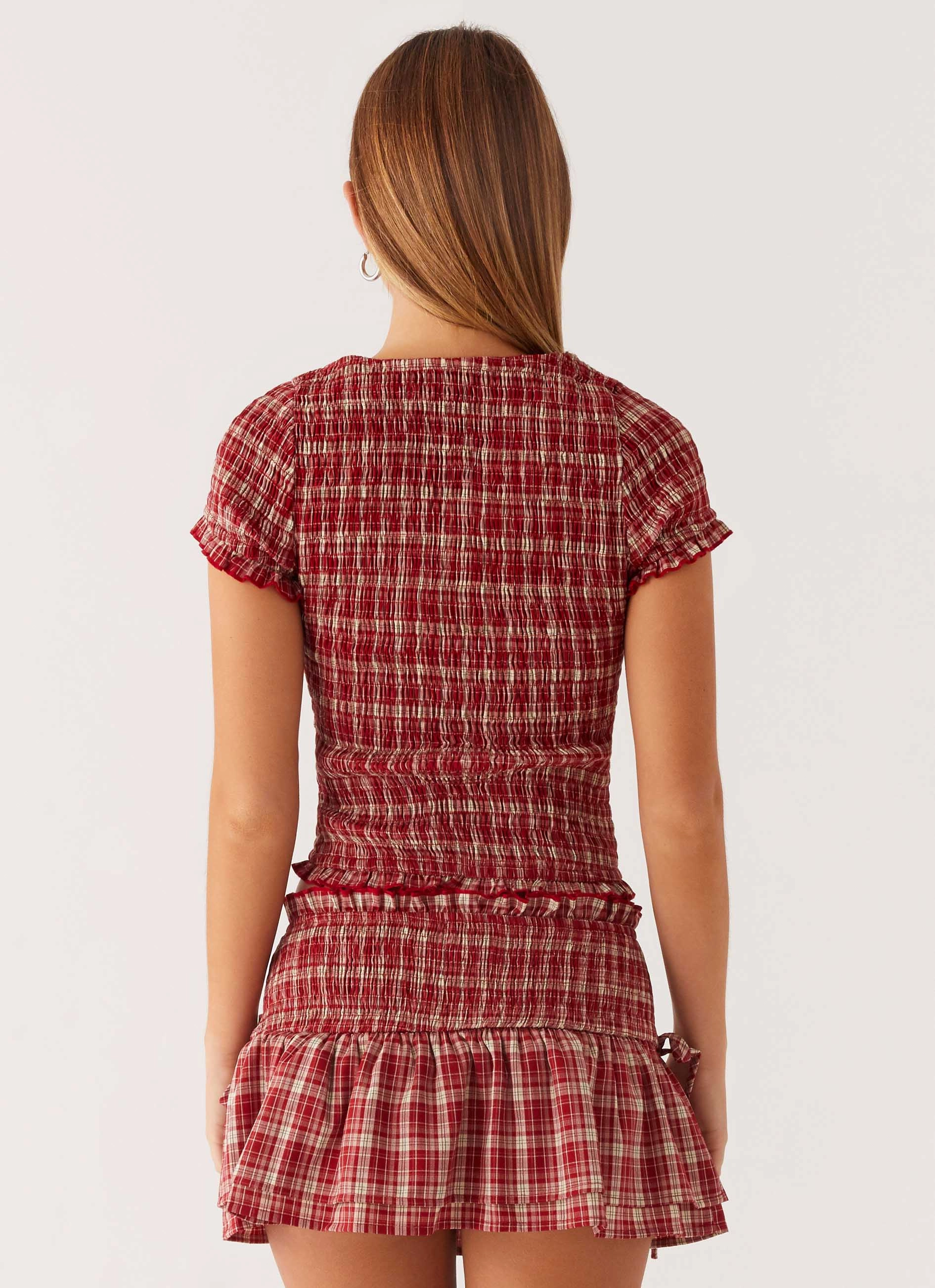 AllPurpose Design Lenore Button Top - Ruby Check