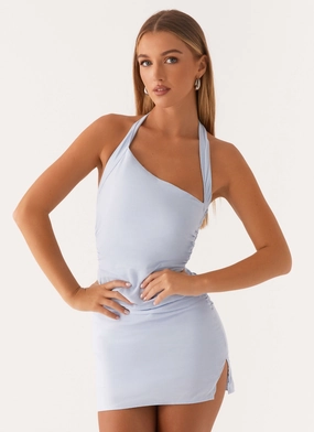 Annalissa Linen Mini Dress - Blue Relaxed Comfort Look