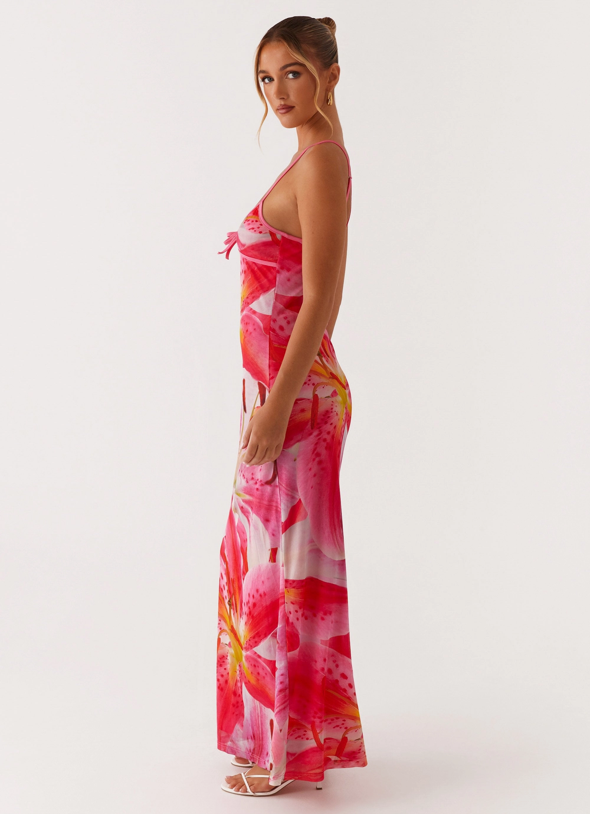 Timeless Beauty Claudie Maxi Dress - White Pink Lilly