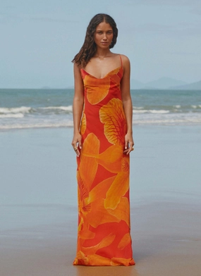 Midafternoon Maxi Dress - Serene Orange Texture Soft Neutral Form