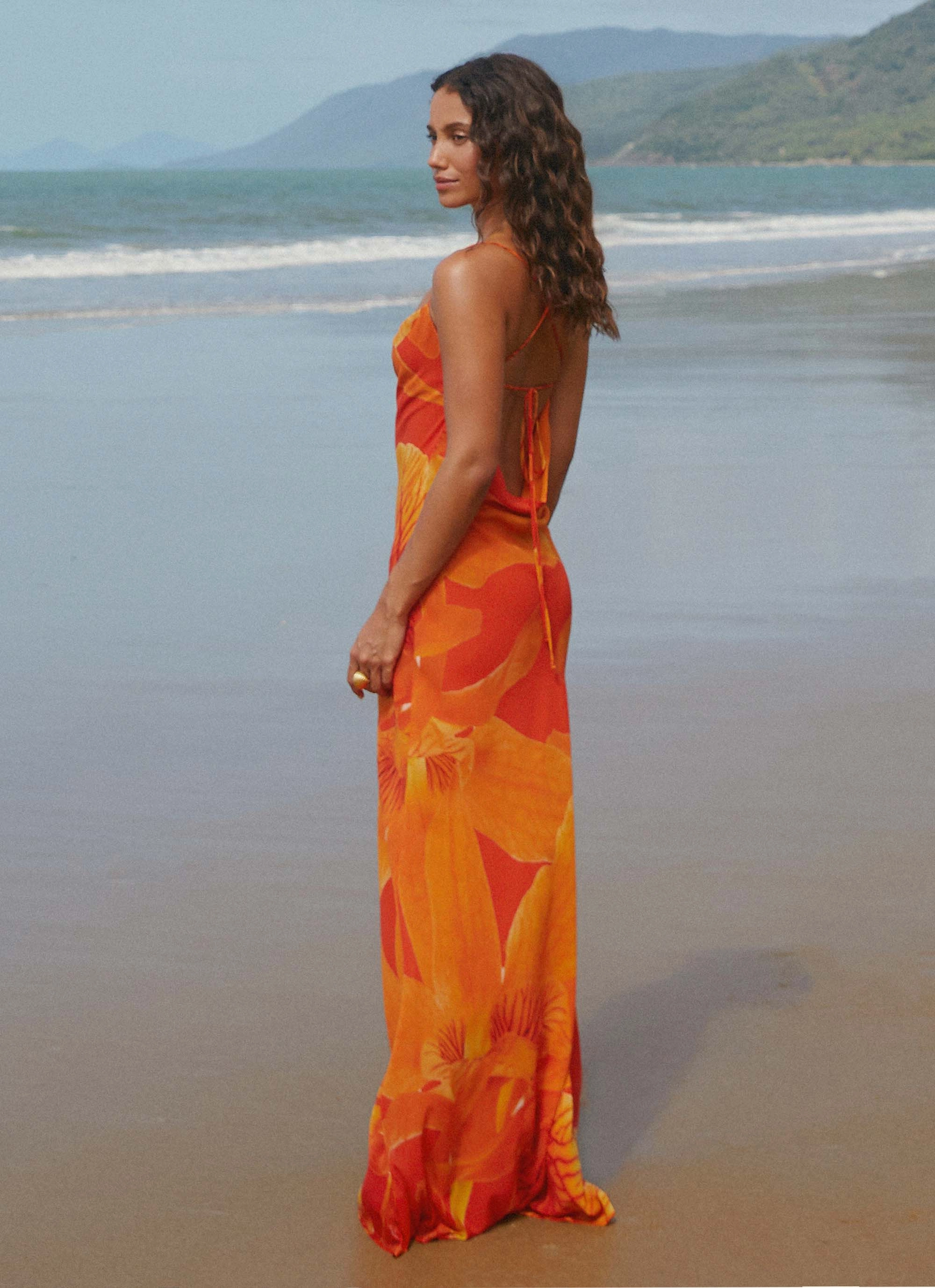 Midafternoon Maxi Dress - Serene Orange Cool Draping