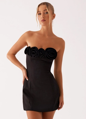 Patsie Strapless Mini Dress - Black Minimalist Style