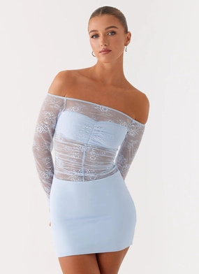 Minimal Mood Collide Lace Mini Dress - Blue