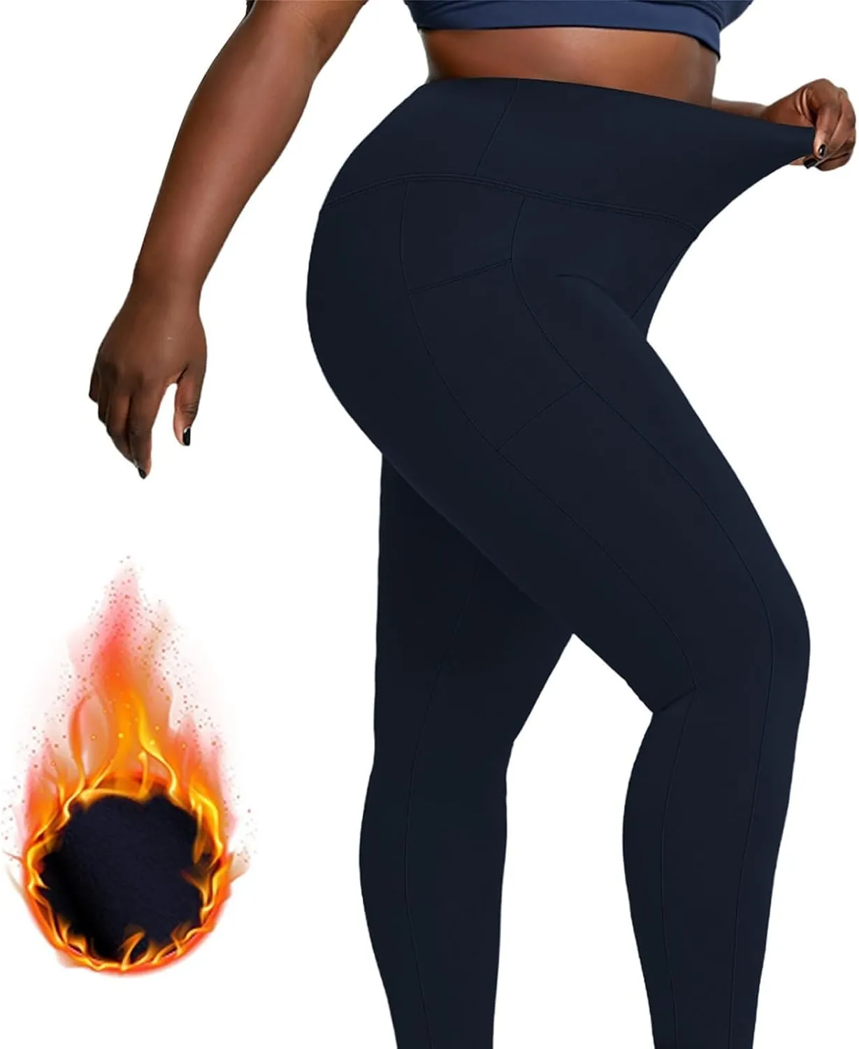 Fleece Lined Leggings Women Winter Thermal Workout Yoga Pants High Waist Casual Seamless Women's Leggings with Pockets