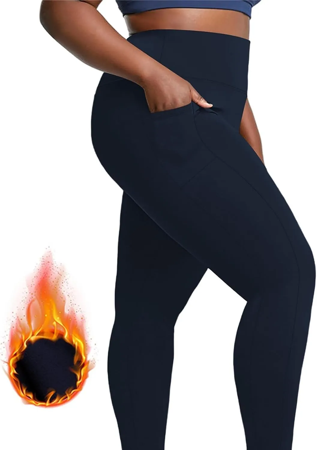 Fleece Lined Leggings Women Winter Thermal Workout Yoga Pants High Waist Casual Seamless Women's Leggings with Pockets