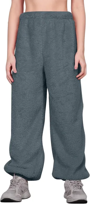 Fleece Pajama Pants Women Plus Size Reversible Fuzzy Pj Pants Soft Fluffy Warm Sleep Pants Comfy Wide Leg Loungewear