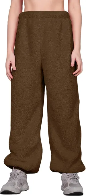 Fleece Pajama Pants Women Plus Size Reversible Fuzzy Pj Pants Soft Fluffy Warm Sleep Pants Comfy Wide Leg Loungewear