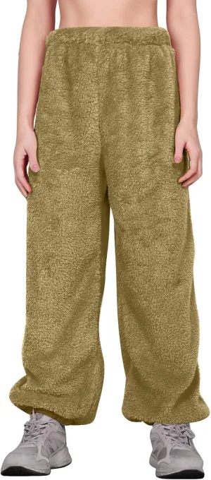 Fleece Pajama Pants Women Plus Size Reversible Fuzzy Pj Pants Soft Fluffy Warm Sleep Pants Comfy Wide Leg Loungewear