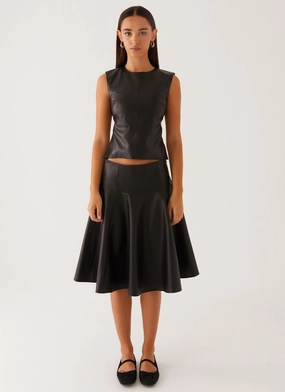 Tyler Midi Skirt - Black Friction Resistant Fabric