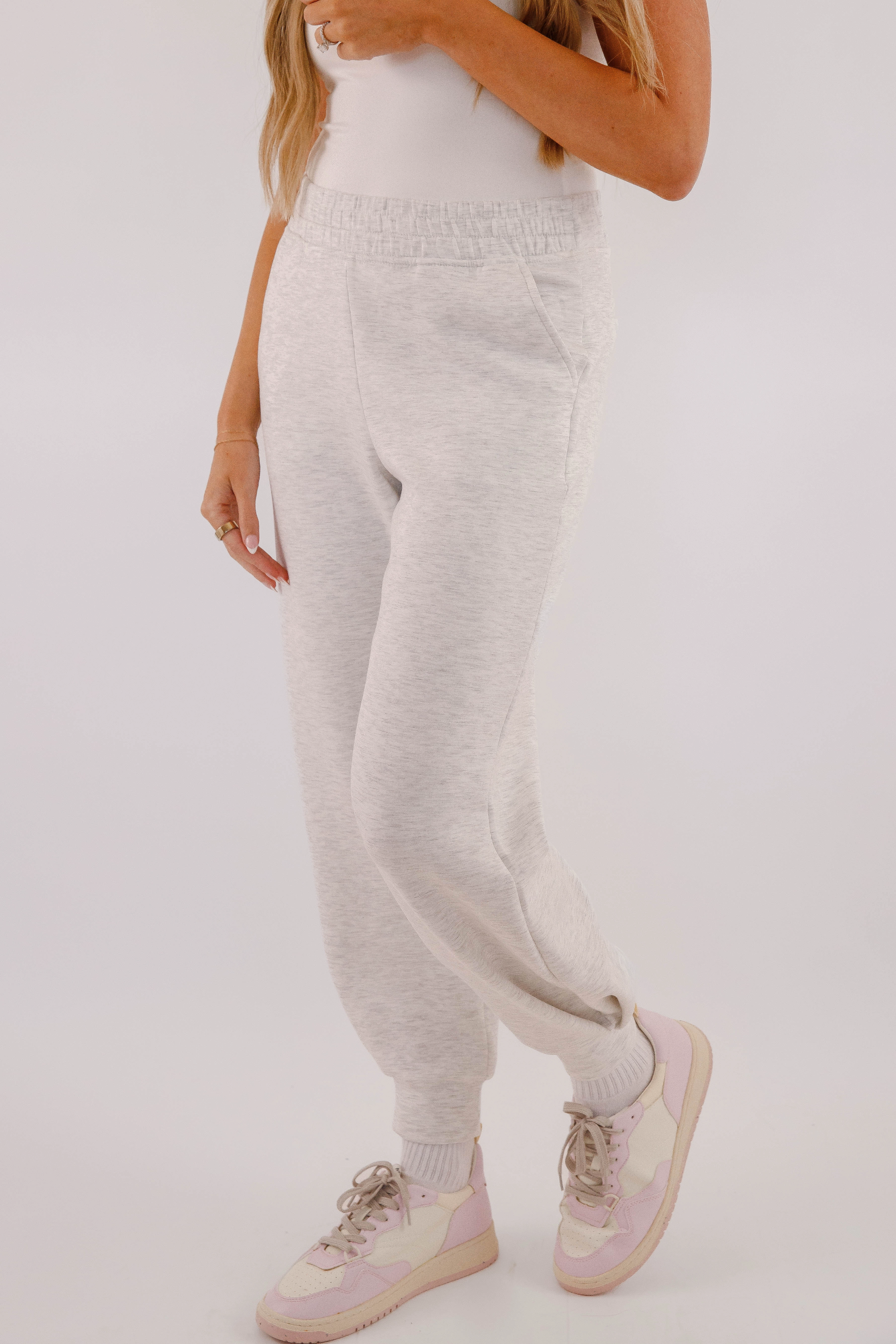 Getting There Joggers-Heather Grey Back pockets Chic Design