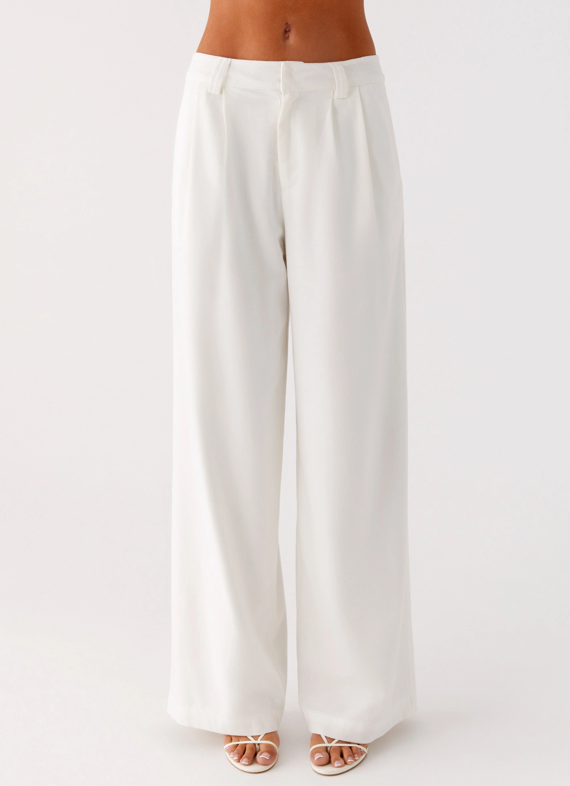 Delong Low Rise Linen Pants - White No Irritation Seams