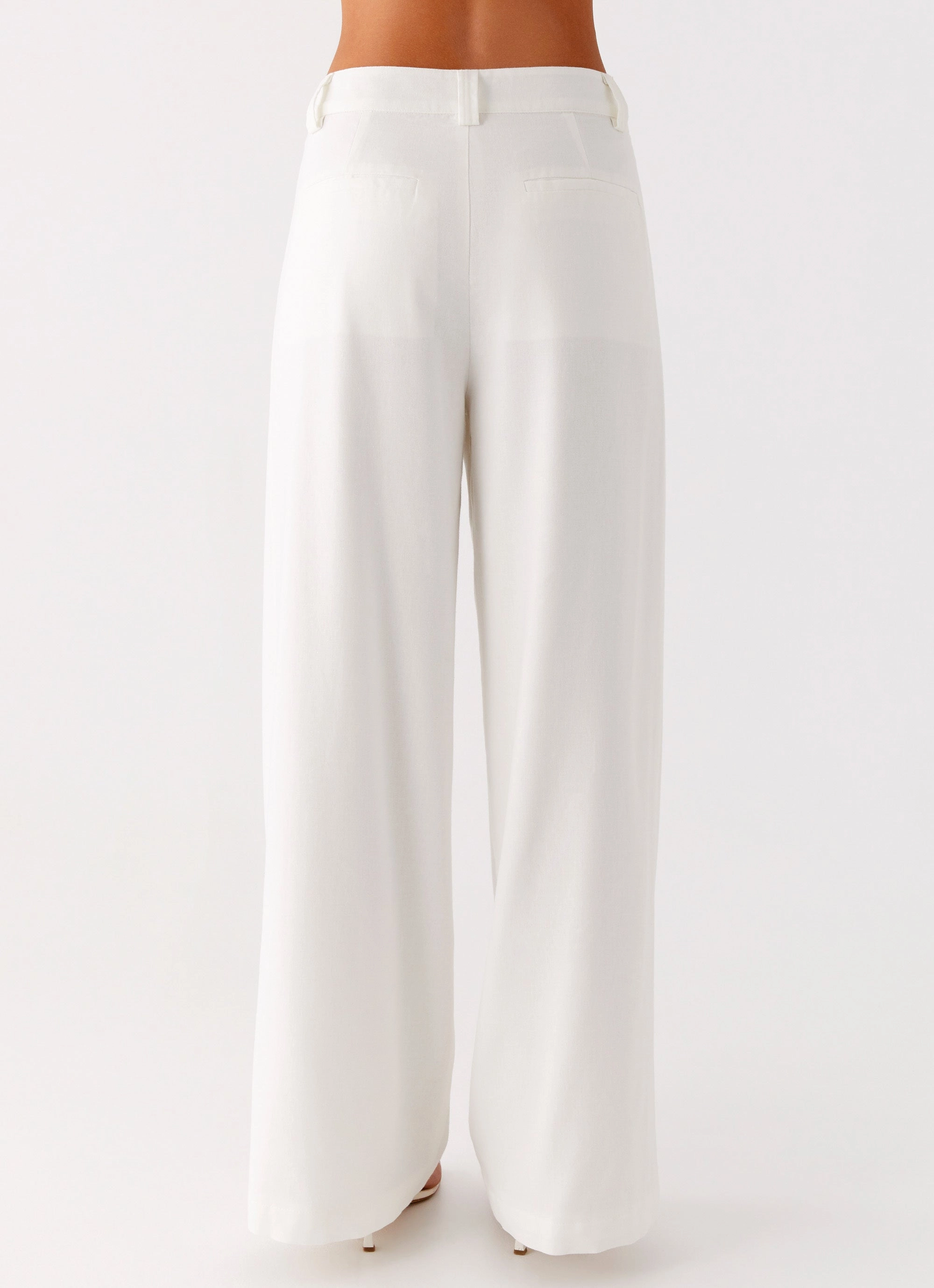 Delong Low Rise Linen Pants - White Flatlock Seams No Tag