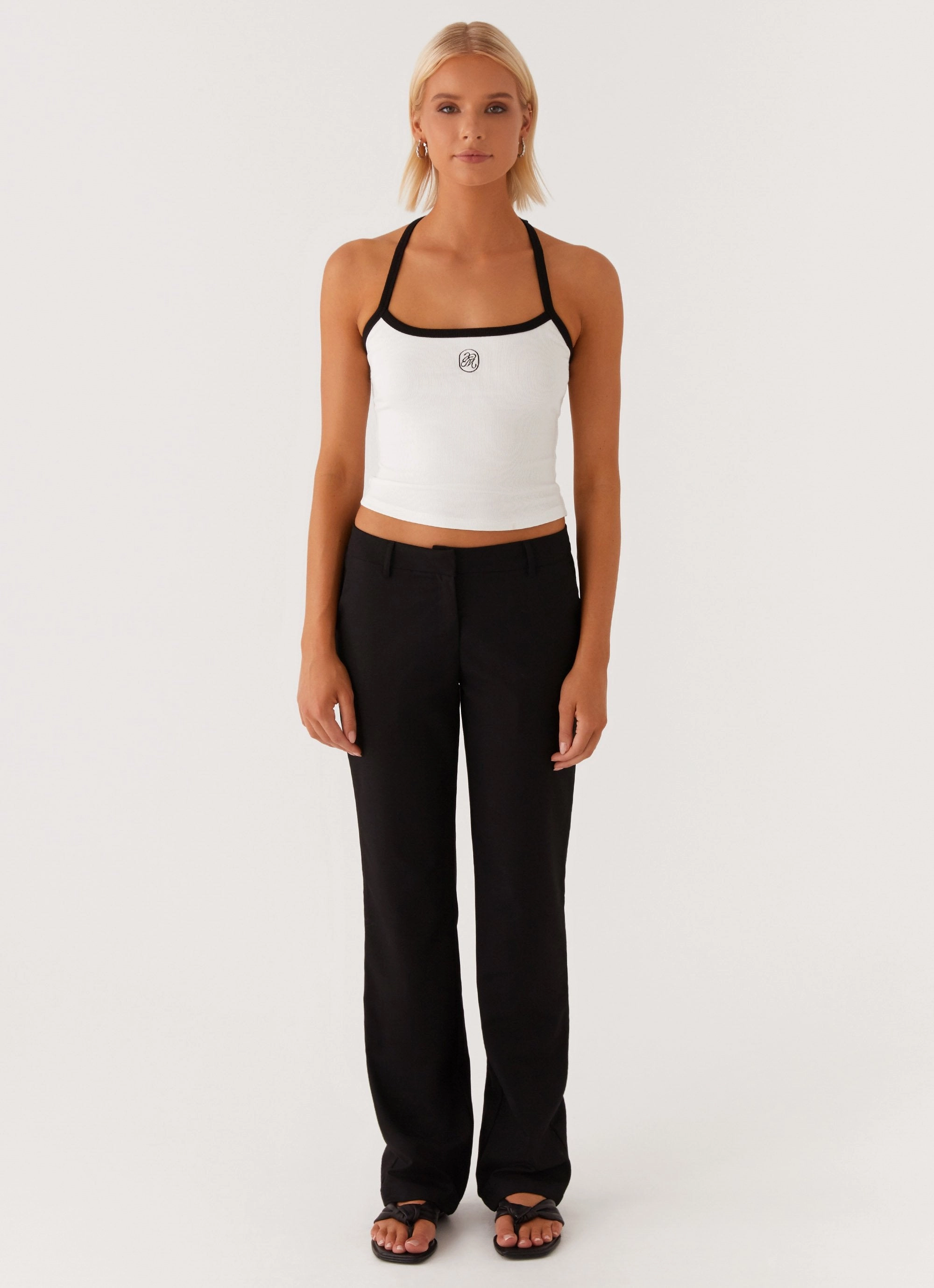 Signature Monogram Halter Top - White Cozy Cardigan