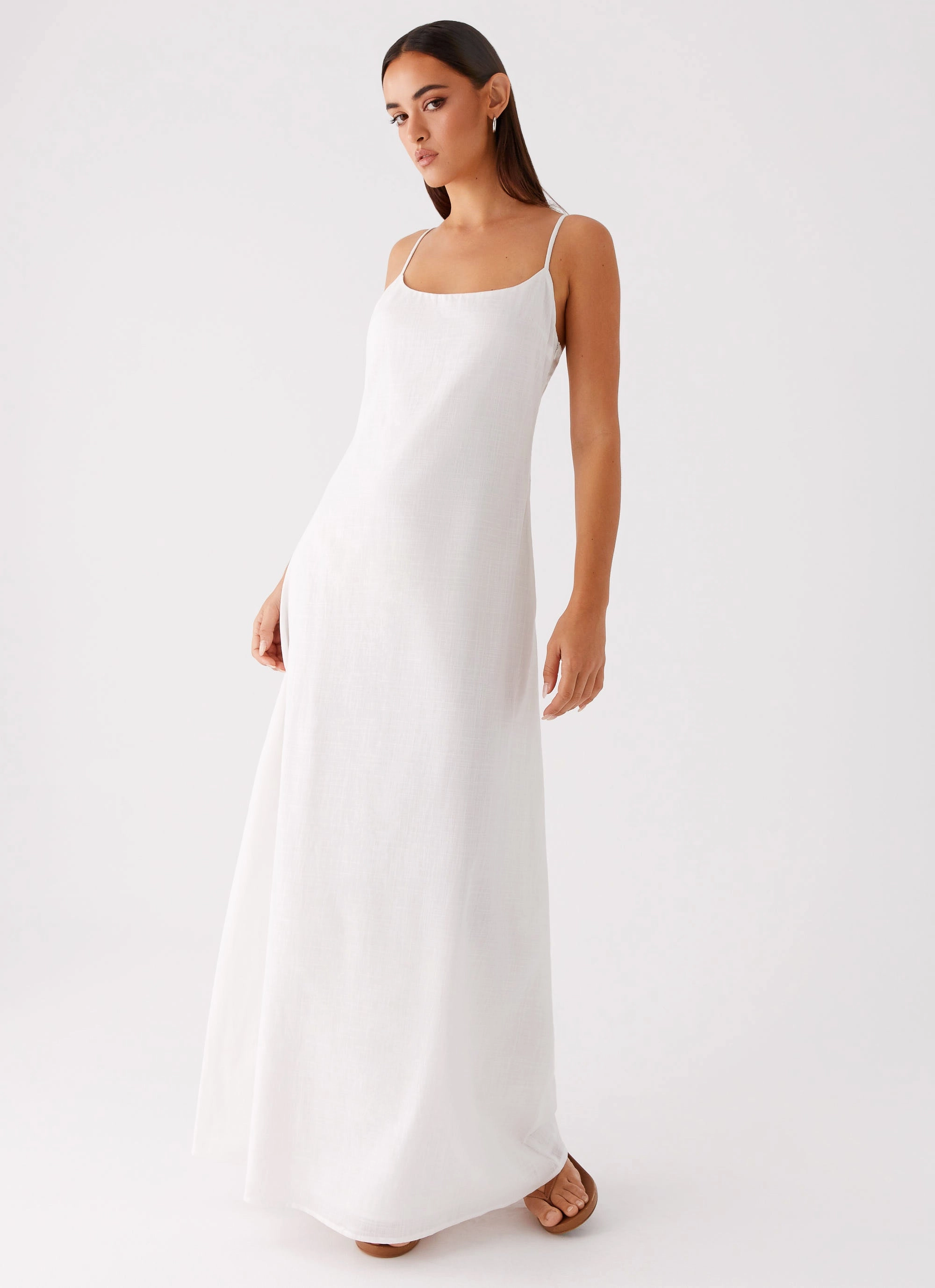 Casual Waist relaxed shape Madeleine Scoop Neck Maxi Dress - Off White