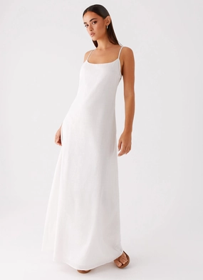 Casual Waist relaxed shape Madeleine Scoop Neck Maxi Dress - Off White