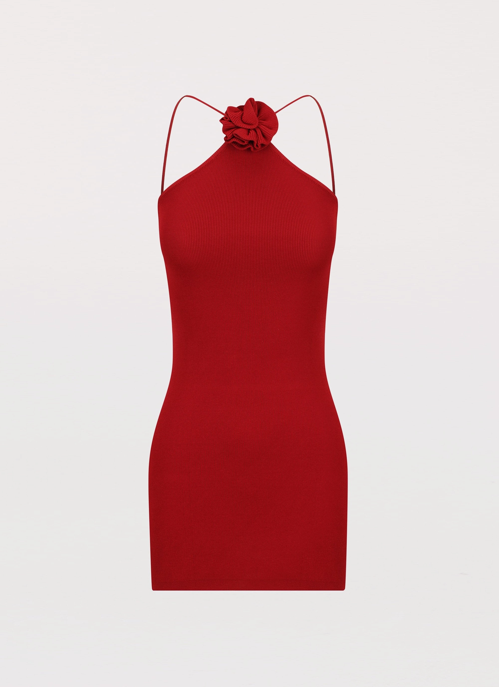 Delphi Rose Knit Mini Dress - Rouge Red Tactile Feel Mid Season
