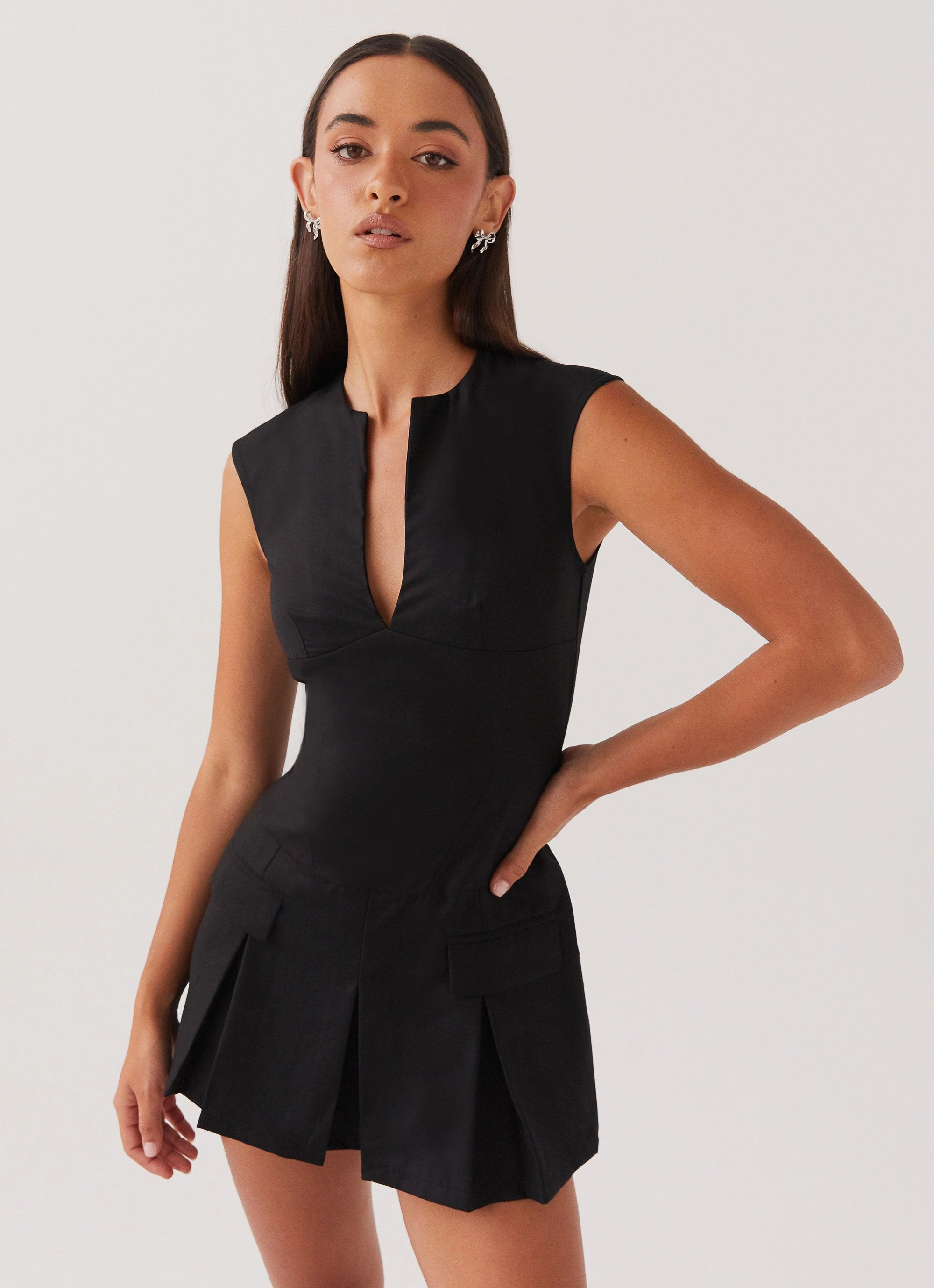 Cassia Mini Dress - Black Smooth Lines Seasonal Must-Have