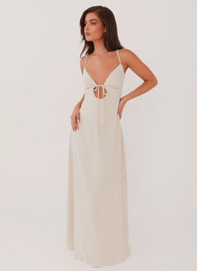 Flora Linen Maxi Dress - Oatmeal Inner Smile