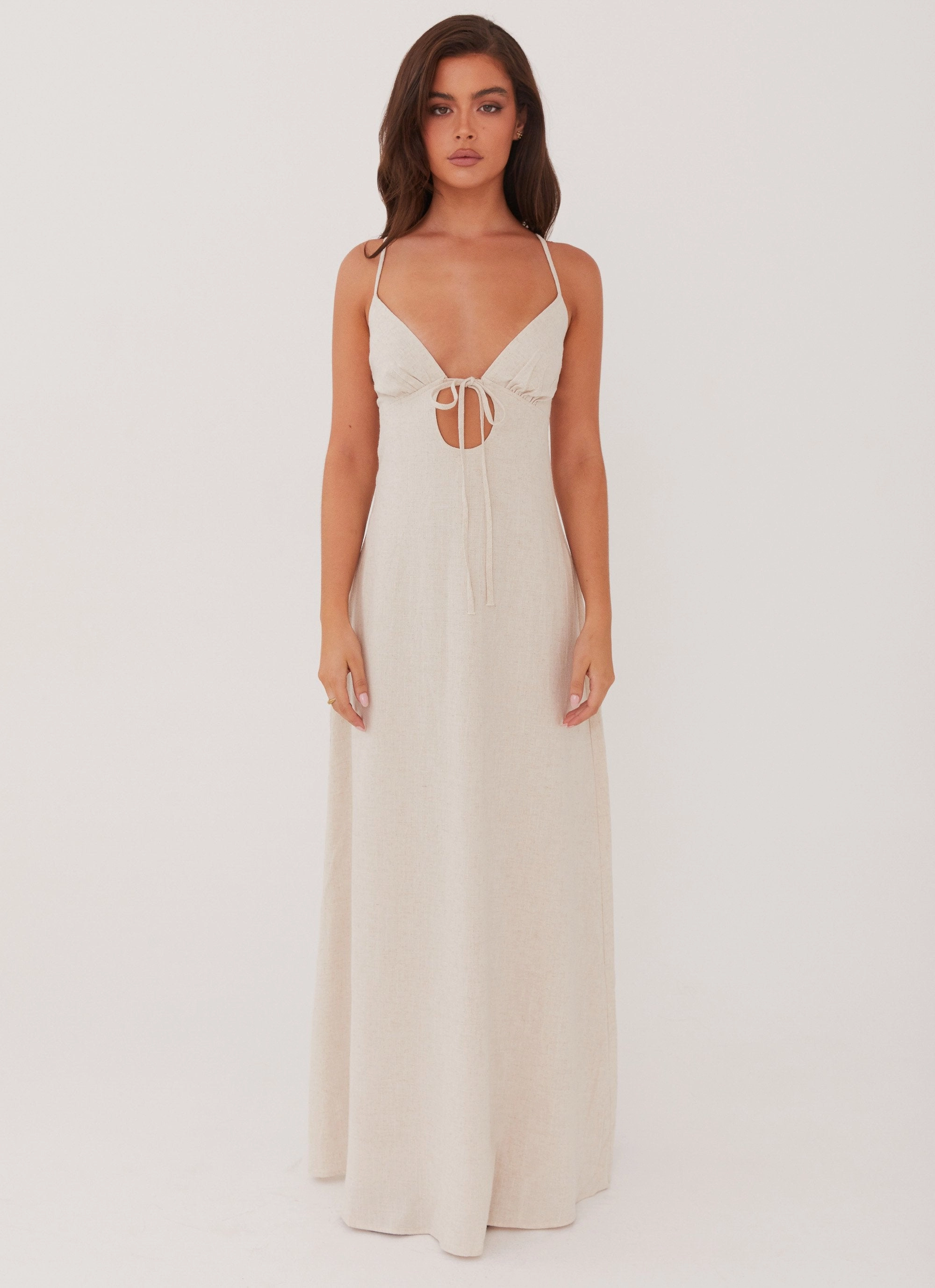 Perfect Fit Look Flora Linen Maxi Dress - Oatmeal