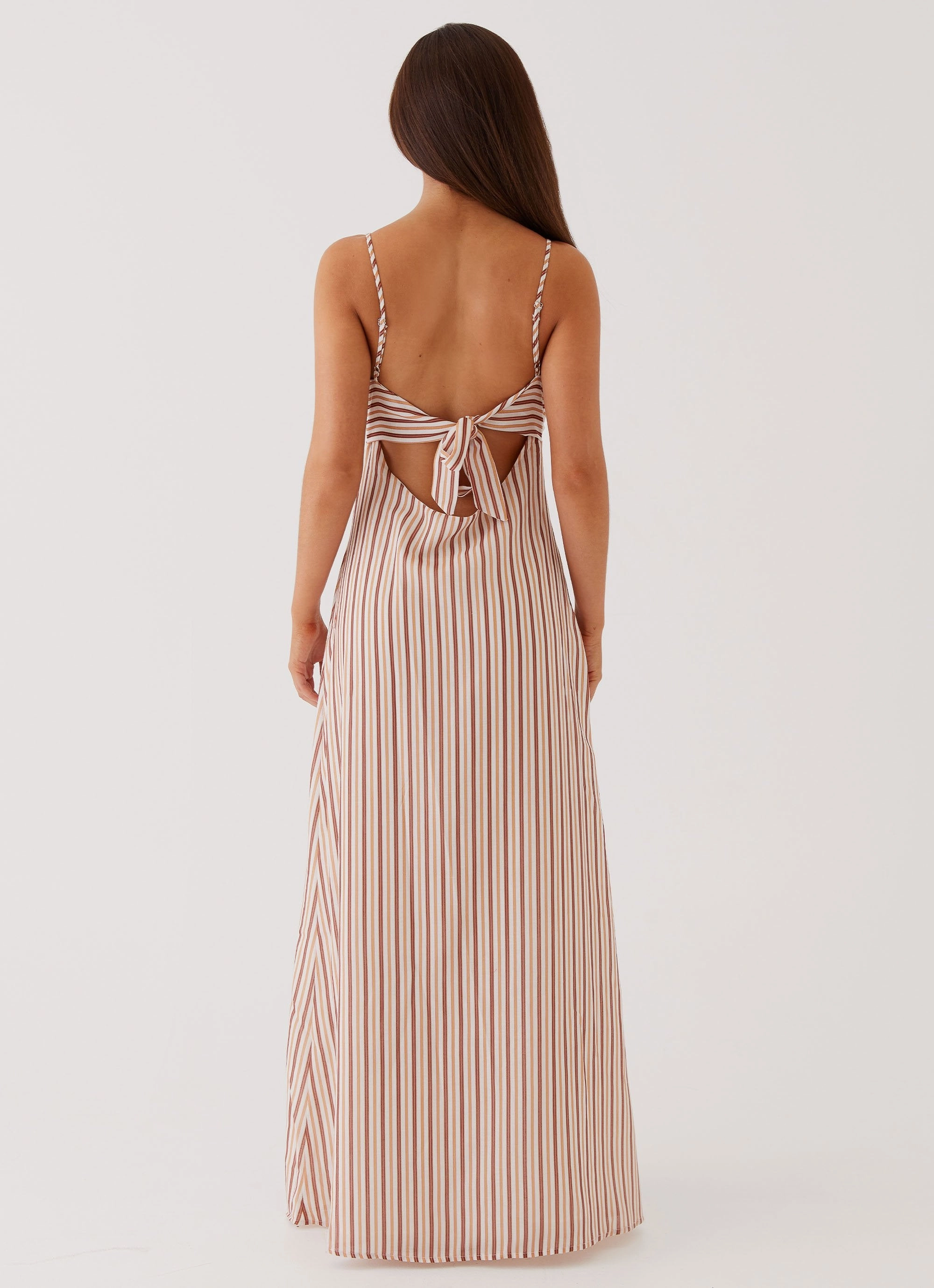 Work Look Dress for brunch Flora Linen Maxi Dress - Passionfruit Stripe
