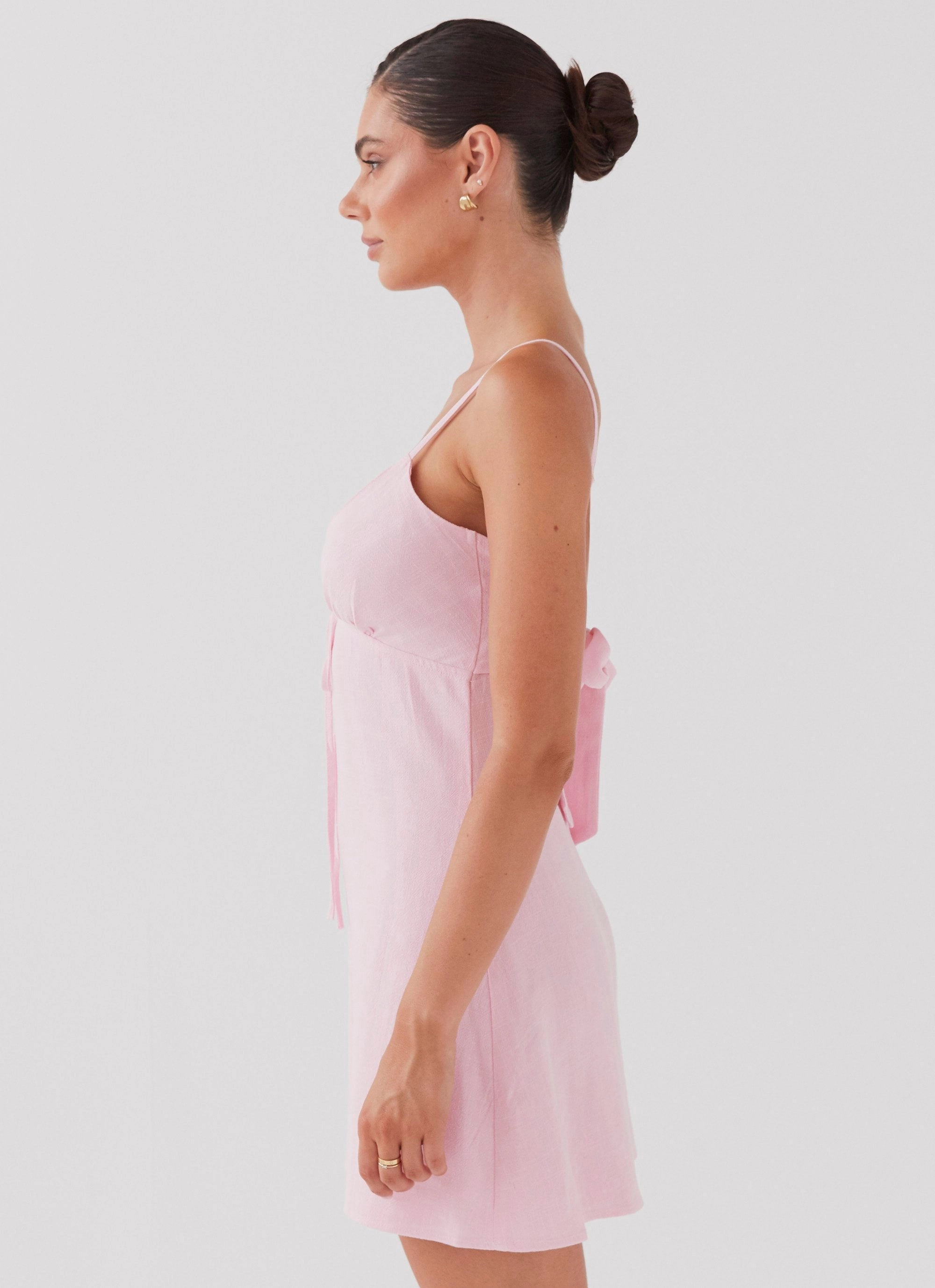 Feminine Fit Flora Linen Mini Dress - Candy