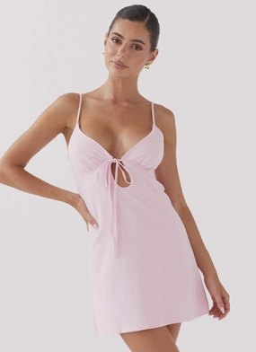 Eco Friendly Flora Linen Mini Dress - Candy