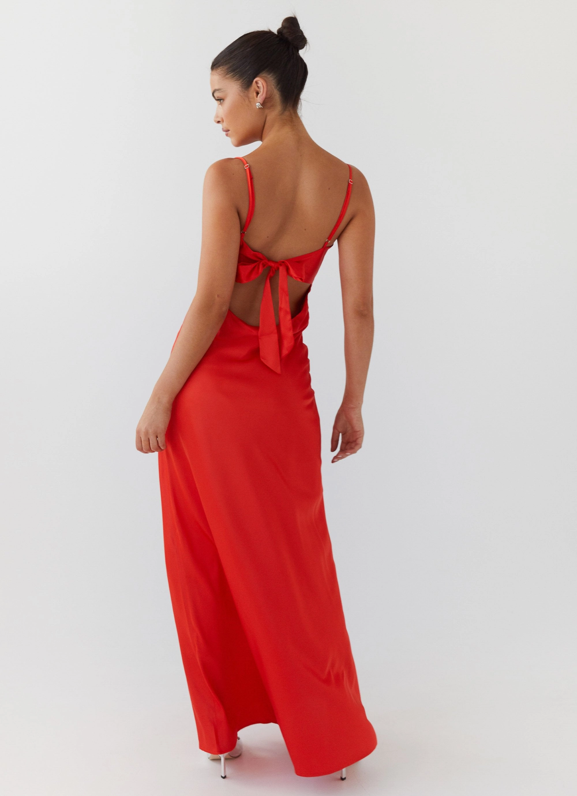 Satin-Sleeve EasyCareMaterial Flora Satin Maxi Dress - Citrus