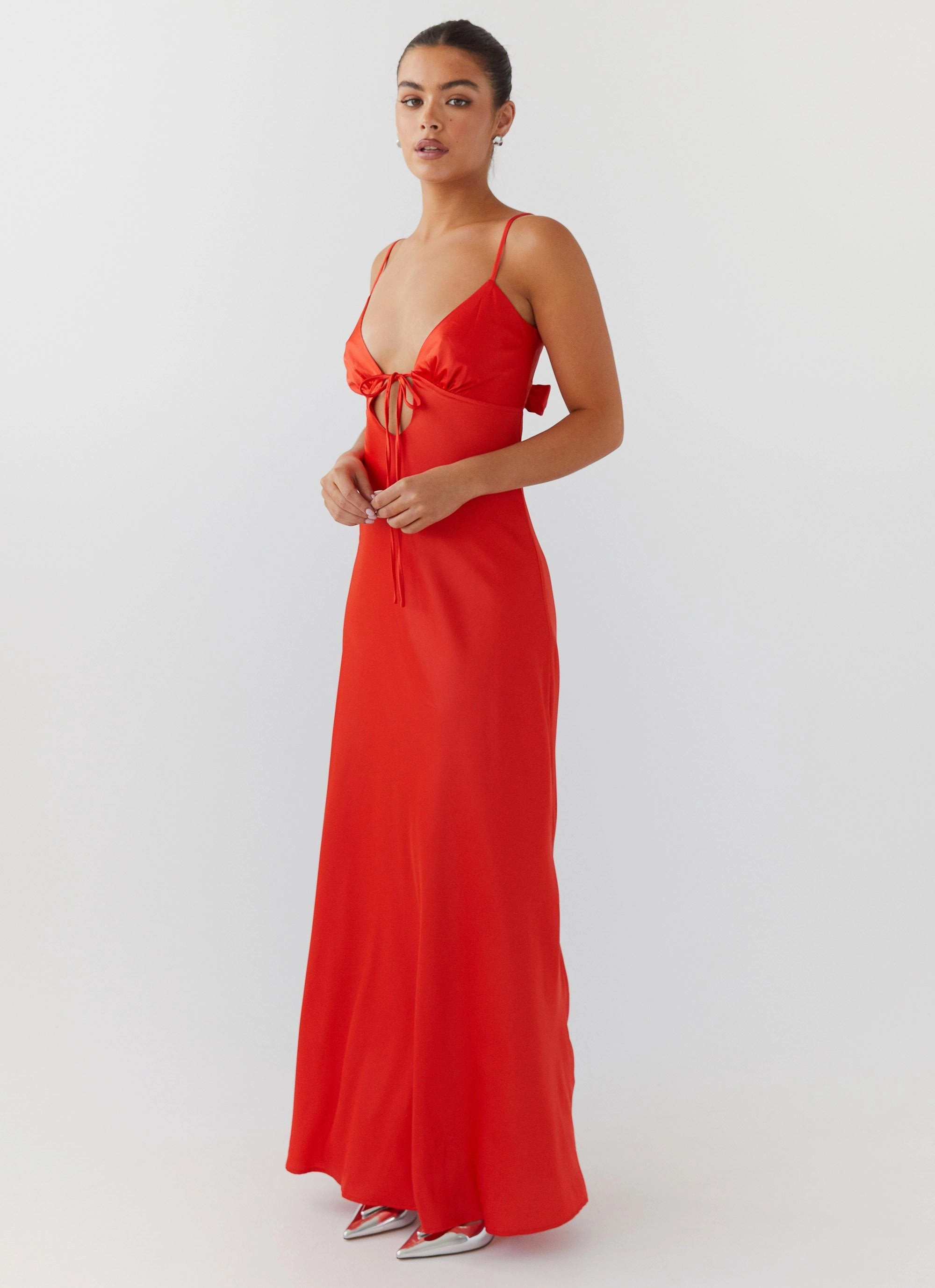 Bold Touches breathable fabric dress Flora Satin Maxi Dress - Citrus
